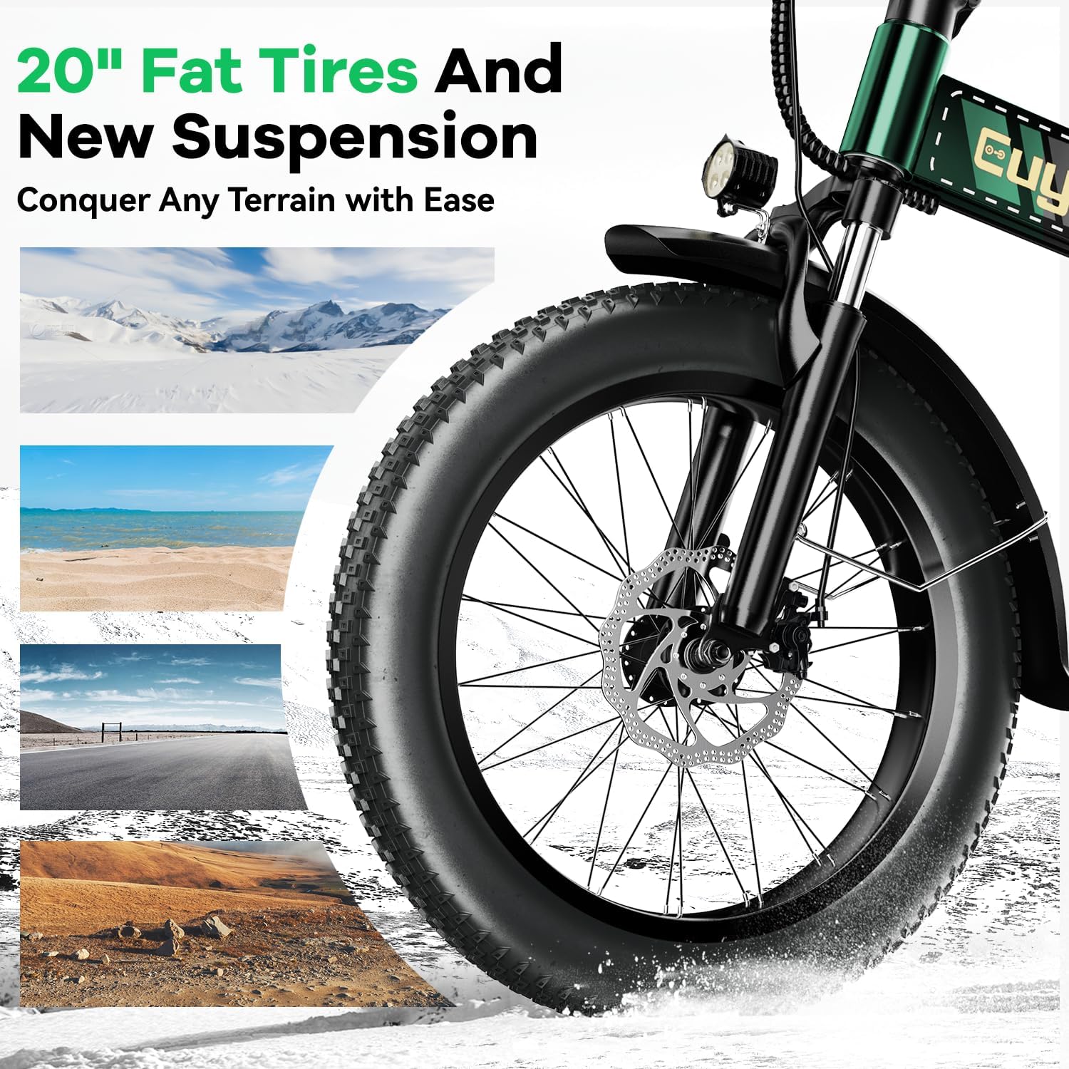 1000W Folding Electric Bike,48V 20AH Removable Battery E Bike,80 Miles Max Range Electric Bike for Adults,20' Fat Tire Foldable ebike,Adult Electric Bicycle for Commute Beach Snow