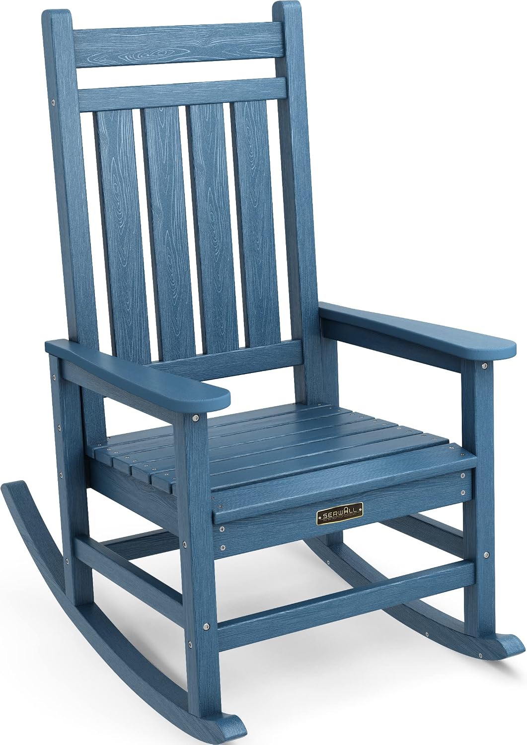 SERWALL HDPE Outdoor Rocking Chair, HDPE Rocking Chair for Adult, Blue