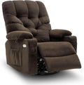 MCombo Electric Power Swivel Glider Rocker Recliner Chair with Cup Holders for Nursery, Hand Remote Control, USB Ports, 2 Side & Front Pockets, Plush Fabric 7797 (Brown)