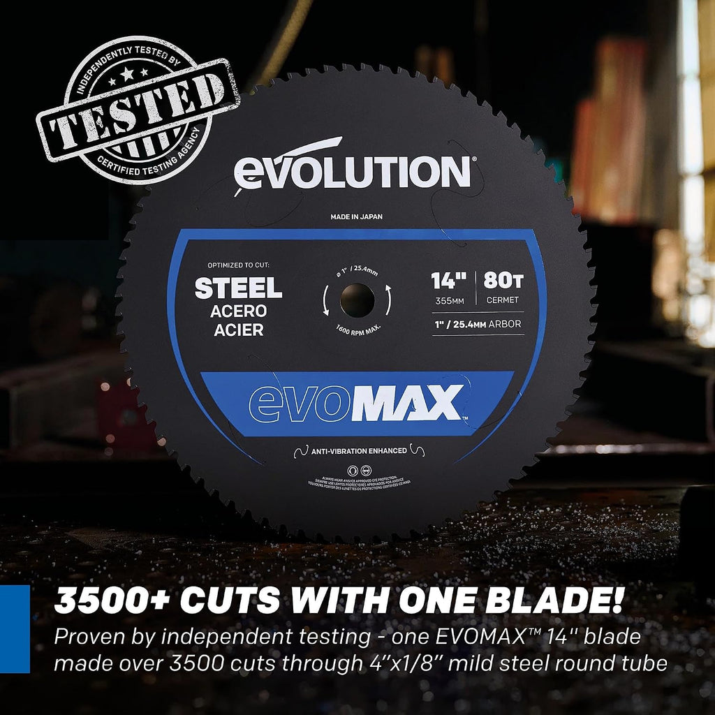 Evolution S15CPS 15' Heavy-Duty Metal Cutting Chop Saw | 3,500+ Cuts with EVOMAX14ST Blade | 15' Blade Compatible | Industrial Power Saw, Soft Start Motor, E-Brake, Precision Shadow Line Guide