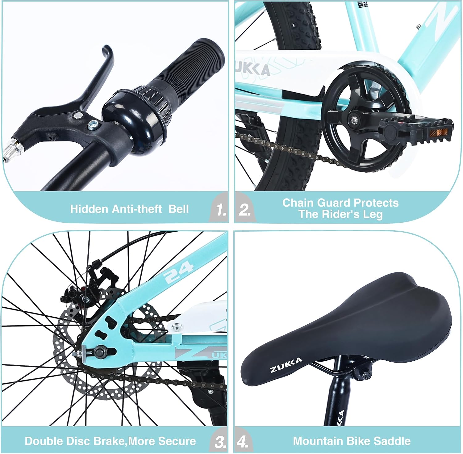 Kids Mountain Bike, 20 24 Inch Kids Bike for Boys Girls Age 7-12 Years, High Carbon Steel Bicycle, Suspension Fork, Dual Disc Brakes, Single Speed, Multiple Colors