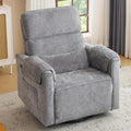 Oversized Power Recliner Chair with Adjustable Headrest, Swivel Rocking Recliner for Adults, 26' Extra Wide Glider Nursery Chair with Overstuffed Armrest for Living Room, USB Ports, Grey