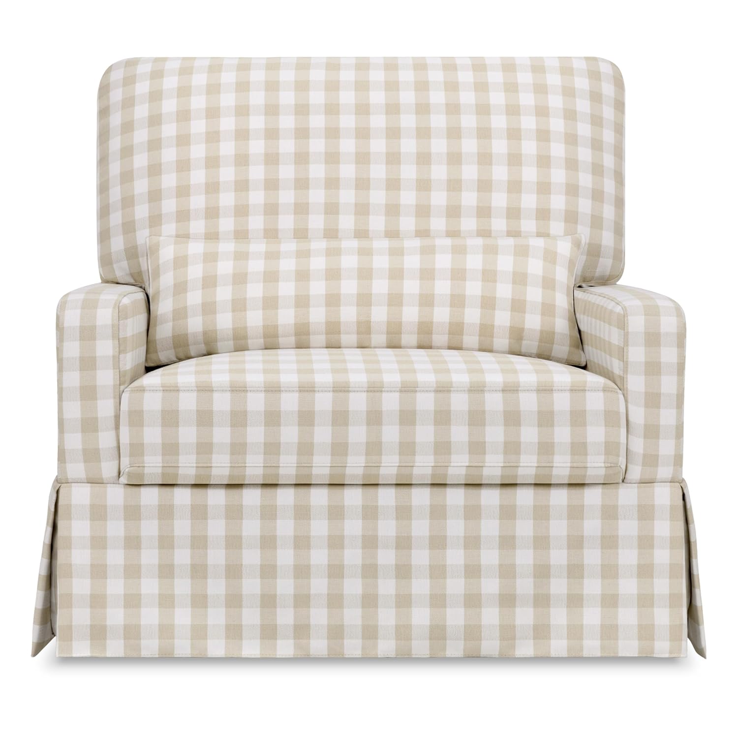 Namesake Crawford Pillowback Chair and a Half Comfort Swivel Glider in Tan Gingham, Greenguard Gold & CertiPUR-US Certified