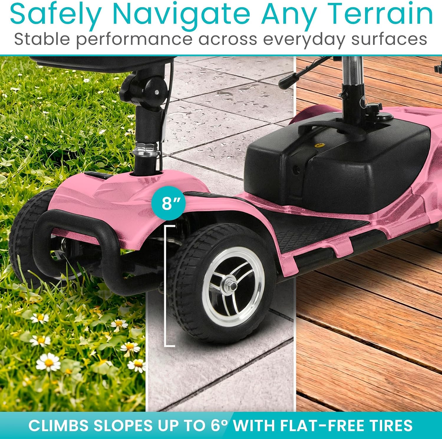 Vive 4 Wheel Mobility Scooter - Electric Powered Wheelchair Device - Compact Heavy Duty Mobile for Travel, Adults, Elderly - Long Range Power Extended Battery with Charger Included (Limited Edition)