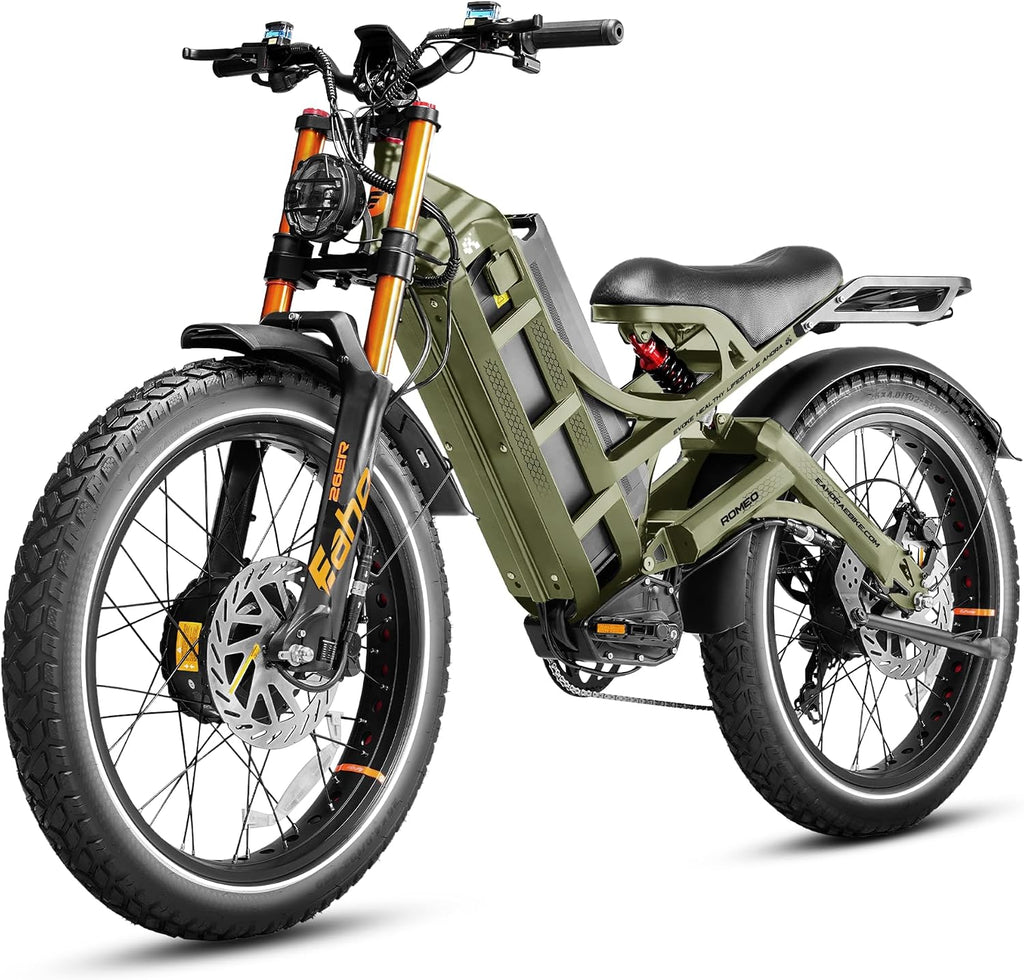 eAhora Romeo Pro 3 Electric Bike for Adults, 5600W 50MPH Dual Motor Ebike, 60V 80AH 250Miles Long Range Electric Bike, 26' *4.0 Fat Tire Electric Mountain Bike Full Suspension Off-Road E-Bike