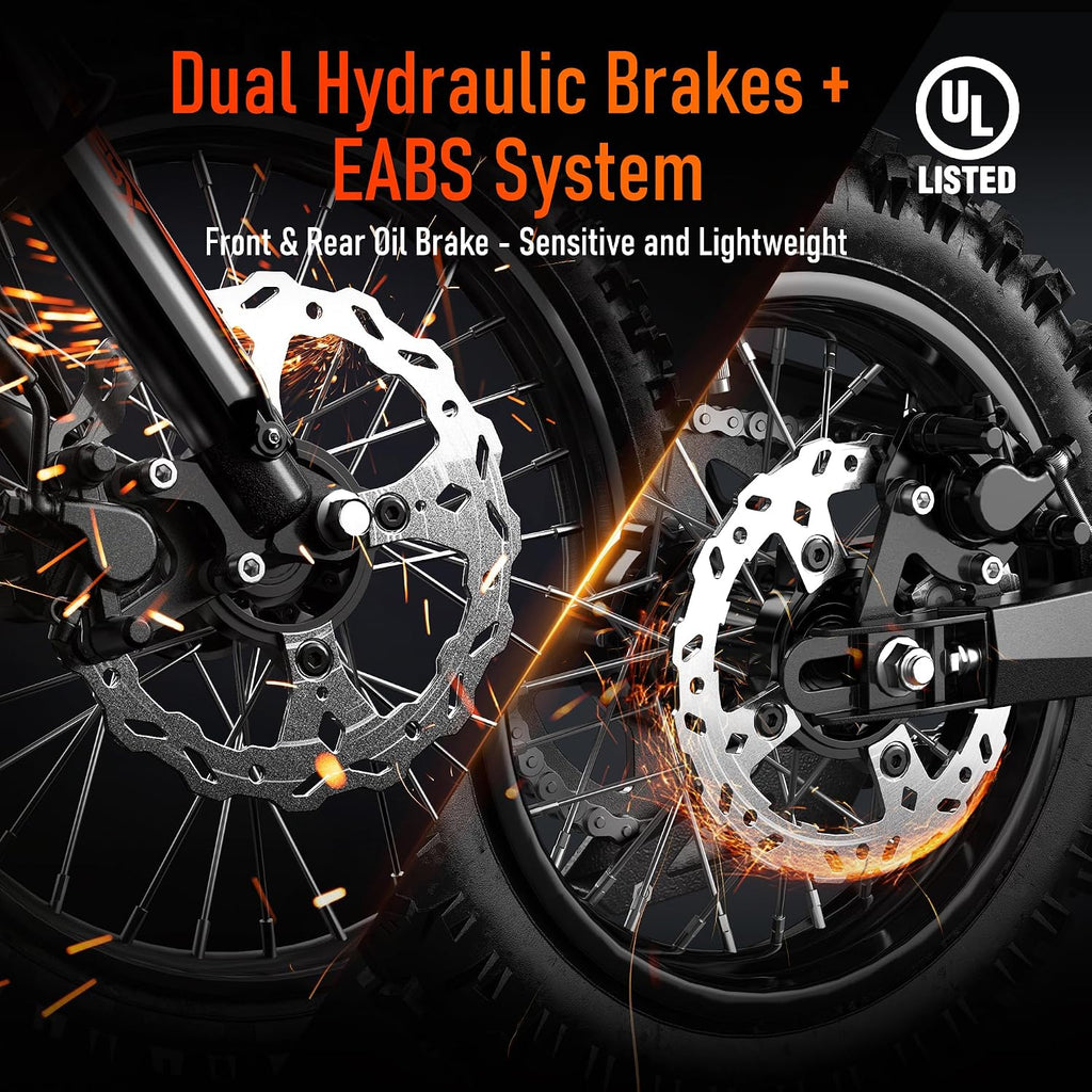 Electric Dirt Bike for Adults Teens, 3000W Brushless 220Nm Motor - 45° Slope, 38 MPH, 48V/23.4Ah Removable Battery, Dual Hydraulic Brakes & Full Suspension Electric Motorcycle for Age 13+