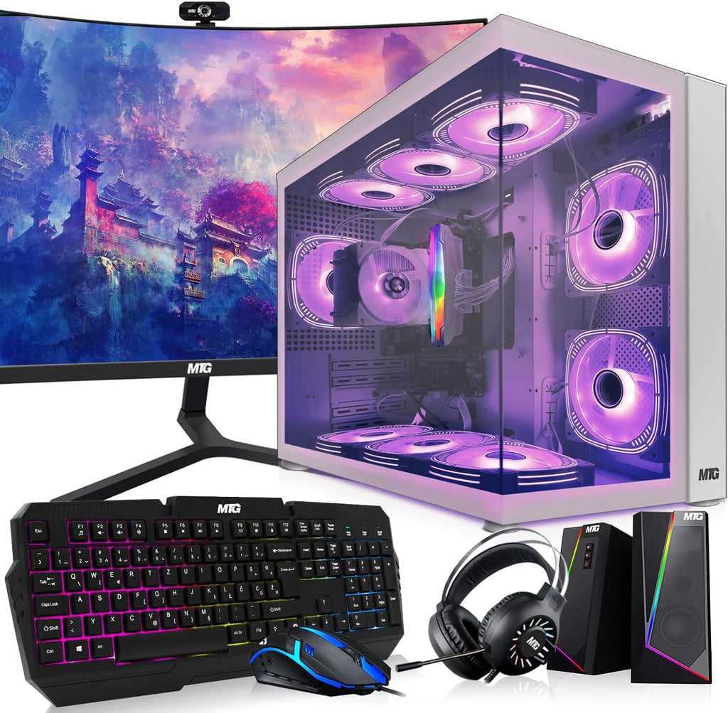 MTG Khuno Gaming Tower PC- Intel Core i5-8th Gen, RTX 2060S 8GB 256bits, 16GB ARGB Ram, 1TB Nvme, 24 Inch Curve Monitor, RGB Gamer Bundle Combo, Webcam, Win 11 Home