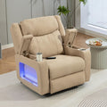 Power Oversized Swivel Rocker Recliner with Dual Motor Adjustable Headrest for Adults, Glider Rocking Chair with Heat Massage, LED Light, USB C Charging, Armrest Storage, Cup Holder