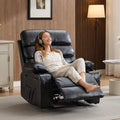 PU Leather Extra Wide Manual Recliner for Adults with Massage and Heat, Large Lazy Chair with 1.5X Sponge Comfort Arm and Back for Living Room, Bedroom
