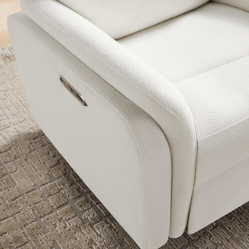 VANOMi Power Recliner Chair Swivel Glider, Electric Rocking Recliner Chairs with USB and Type-C Ports, Nursery Chair Recliner for Living Room, Bedroom, Apartment（White）