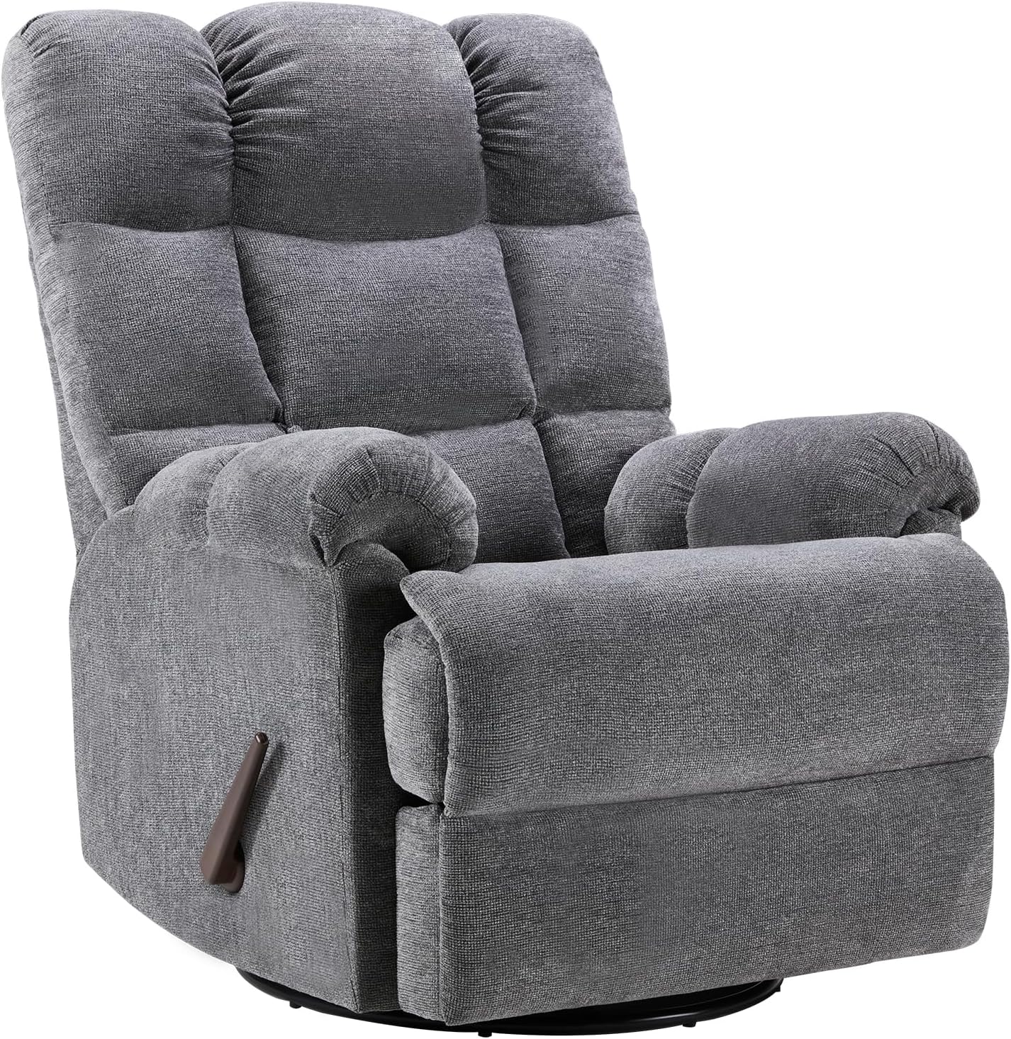 CANMOV Swivel Rocker Recliner for Adults,Glider Rocking Reclining Chair for Nursery,Manual Recliner Chair with Overstuffed Back and Arms for Living Room Bedroom Nursery,Grey