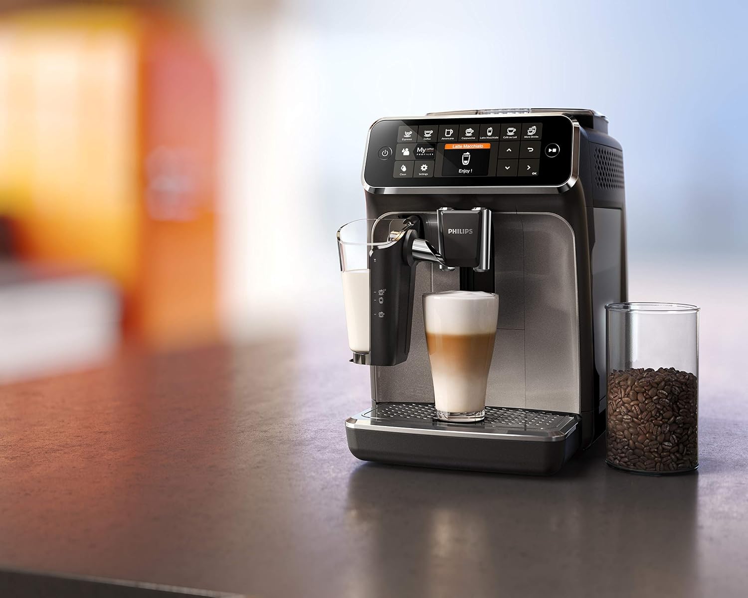 PHILIPS Kitchen Appliances 4300 Fully Automatic Espresso Machine with LatteGo, CR, EP4347/94, one size (Renewed)