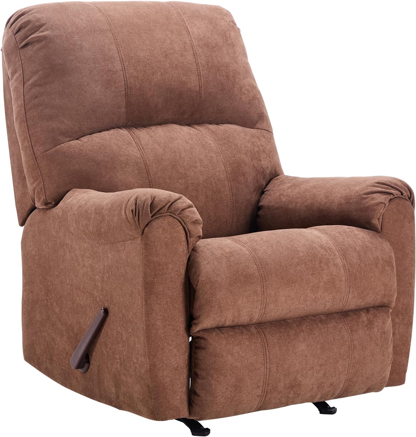 CANMOV Rocker Recliner Chair, Manual Recliner Chair with Overstuffed Back and Arms for Adults, Nursery Rocking Glider Reclining Single Sofa for Living Room, Brown