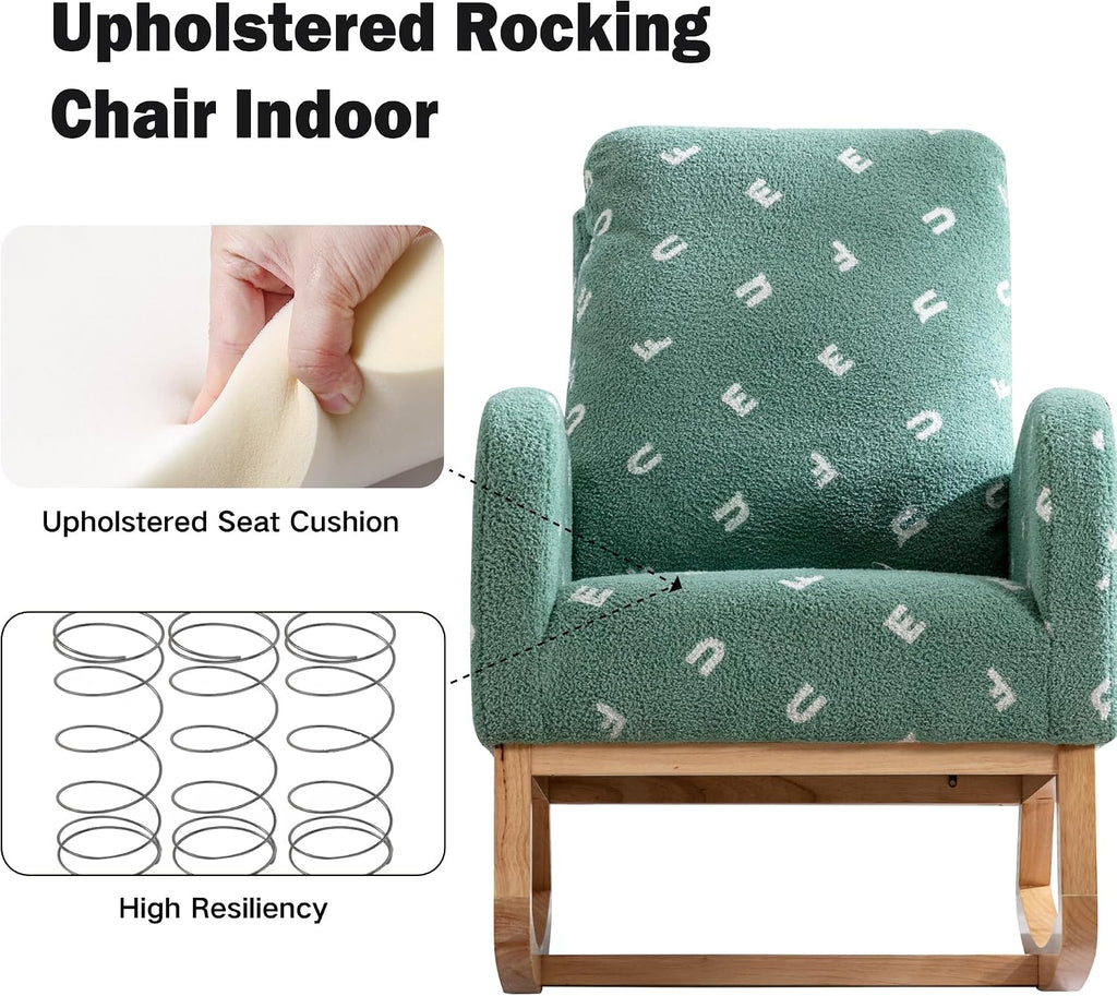 Chifee & Vingol Rocking Chair Nursery Sherpa Boucle Nursing Glider Rocker Chair, Teddy Green