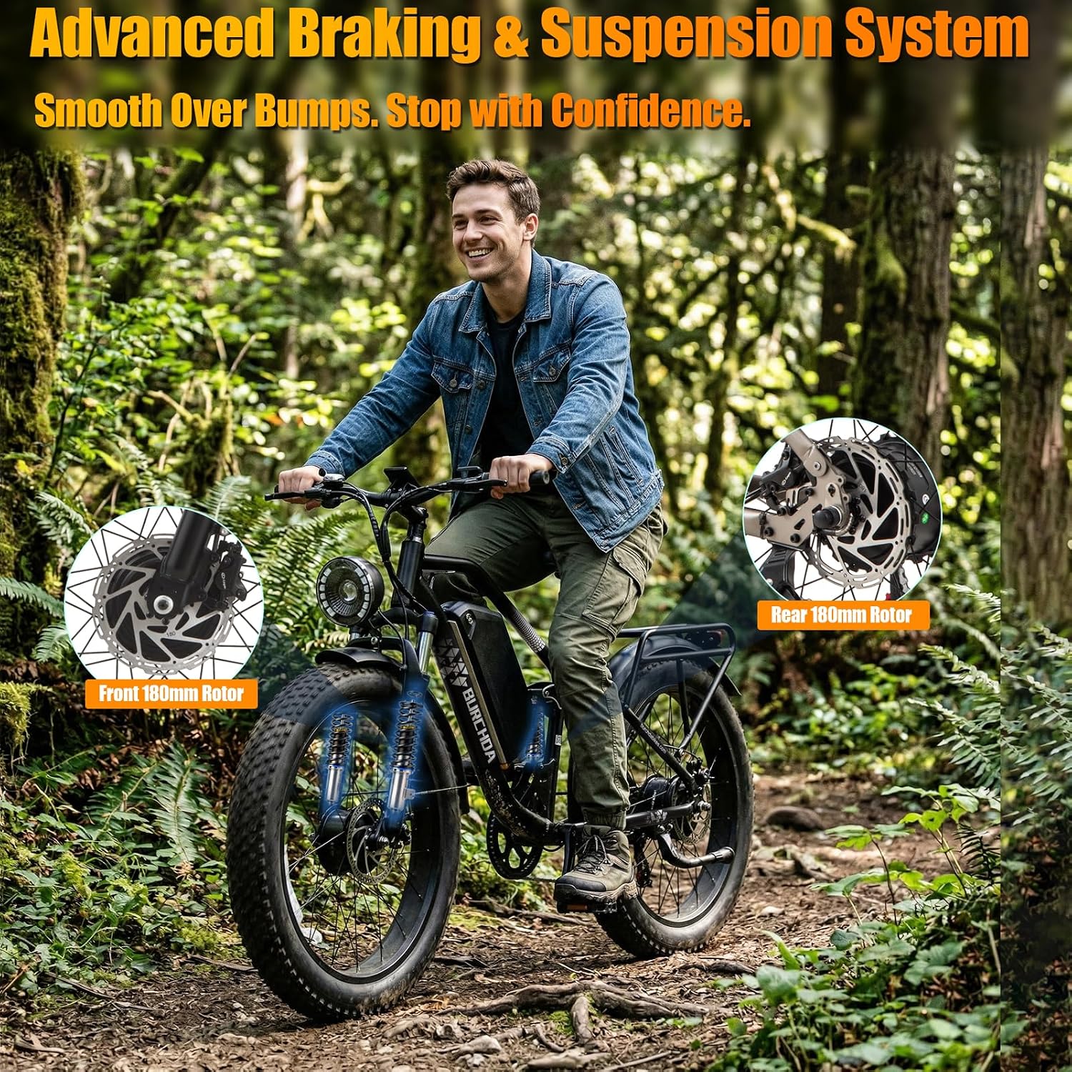 2026 Dual Motor Electric Bike for Adults AWD 5000W/3000W Peak 40 MPH/30 MPH E Dirt Bike, 52V/48V Removable Battery 65/80/150 Miles Max Long Range with Full Suspension 26' Fat Tires Mountain Bike
