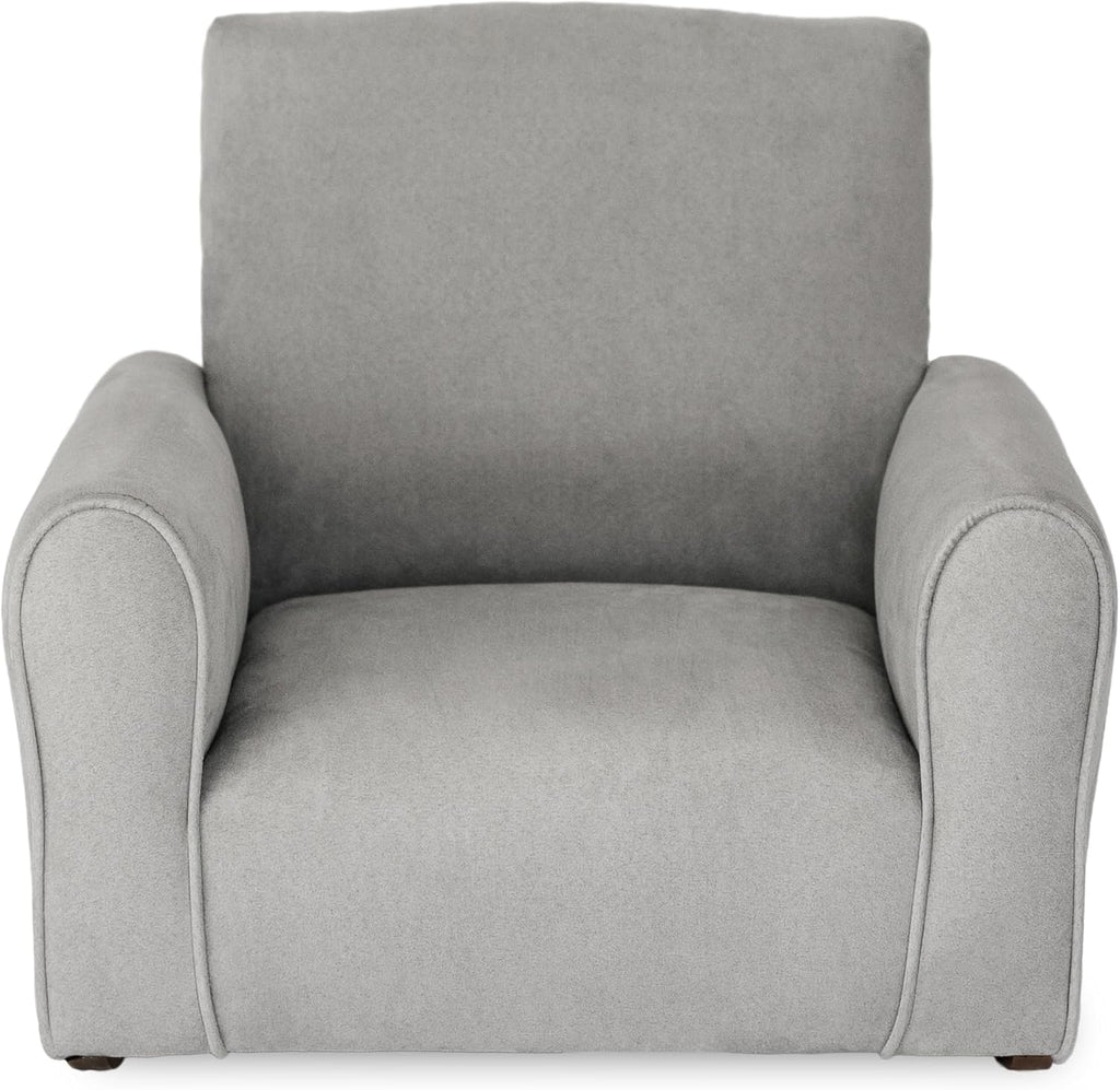 Toddler Personalized Armchair, Kids Upholstered Rocking Chair with Personalization, Toddler Chair with Personalized Name, Comfy Child Armchair, (Grey Suede, Rockers)