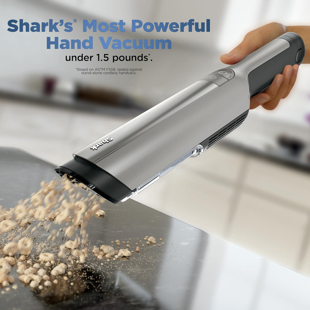 Shark WANDVAC Power PET Cordless Hand Vac, Ultra-Lightweight & Portable with Powerful Suction & Boost Mode, NEW FurFins Tool & Duster Crevice Tool, Designed for Car & Pet Homes, White, WV410WH