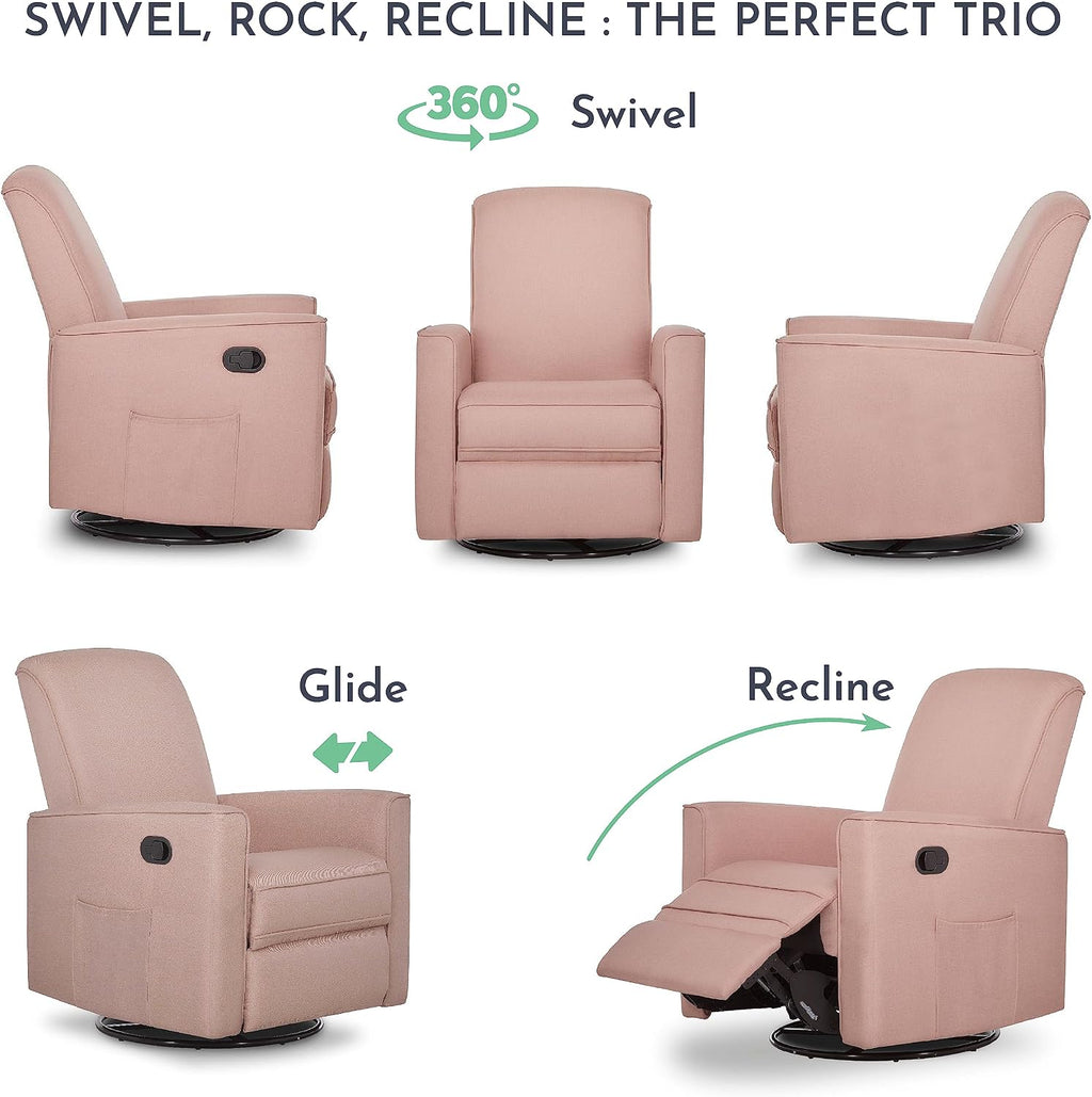 Evolur Raleigh Basic Glider, Recliner and Rocker in Pink