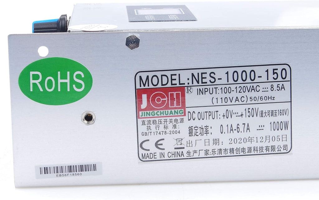 Adjustable DC Power Voltage Converter AC 110V to DC 0-150V 0-6.7A Module 150V Switching Power Supply Digital Display 1000W Voltage Regulator Built in Cooling Fan (0-150V 0-6.7A)