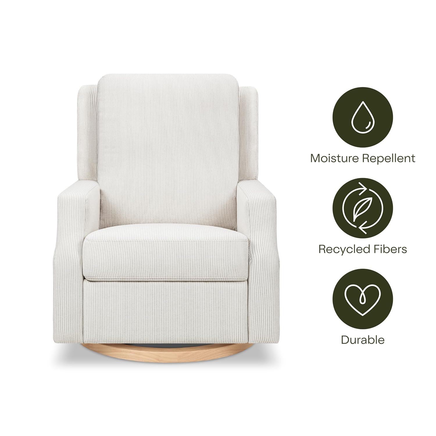 Namesake Crewe Glider Recliner Nursery Chair - GREENGUARD Gold & Certi-PUR US Certified Rocker Recliner - Glider Rocking Chair for Nursery & Living Room - Electronic, 270° Swivel, Fog Chatham
