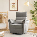 HULALA HOME Nursery Glider Recliner with Adjustable Headrest and Armrests, Modern Power Swivel Rocker Recliner Chair with USB Port and Storage Bags, GREENGARD, FSC, CertiPUR-US® Certified, Ash