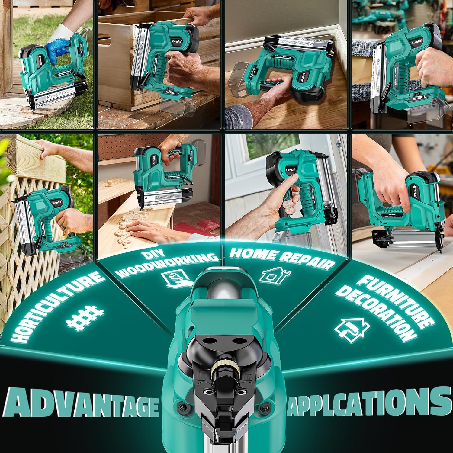 Ecarke 2' Brad Nailer Cordless Stapler Compatible with Makita 18V (No Battery), 2 in 1 Electric Nail Gun/Staple Gun with 18GA Nails/Staples, Battery Power Nail Gun for Trim Wood Crafting Carpentry DIY