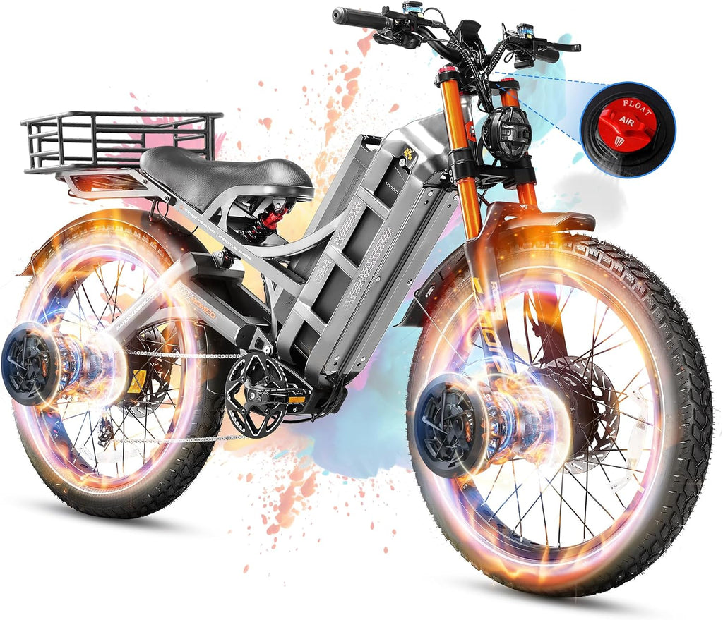 eAhora 2026 Romeo Pro 3/2 50-46Mph Electric Bike for Adults 5600W/4000W/2500W Dual Motor Ebike 60V/80Ah 52V/70Ah Long Range Fat Tire Full Suspension Electric Mountain Bicycle