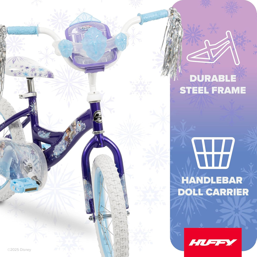 Huffy Disney Girls' Bikes, 12/16 Inch Sizes, Ages 3+ Years Old, Disney Princess, Minnie Mouse, Frozen Bicycles, Characters, Removable Training Wheels, Streamers, Easy Assembly, Durable, Safe
