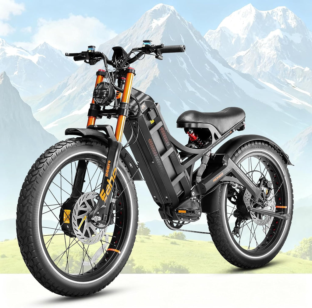 eAhora Romeo Pro 2 [2025 Version] Electric Bike for Adults, 4000W 46MPH Dual Motor Electric Bike,52V 70Ah 200+ Miles Long Range Ebike,26*4.0'' Fat Tire Electric Mountain Bike, Full Suspension& UL2849
