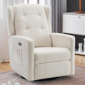 Ketaiyou Power Swivel Rocking Recliner Chair, High Back Electric Rocker Nursery Glider Chair, USB and Type-C Ports, Upholstered Fabric Reclining Single Sofa Chair for Living Room (Beige)