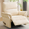 Oversized Swivel Rocker Recliner with Adjustable Headrest, Rocking Chair Nursery with Overstuffed Armrest, Manual Rocker Recliner Nursery Chair for Living Room,Beige