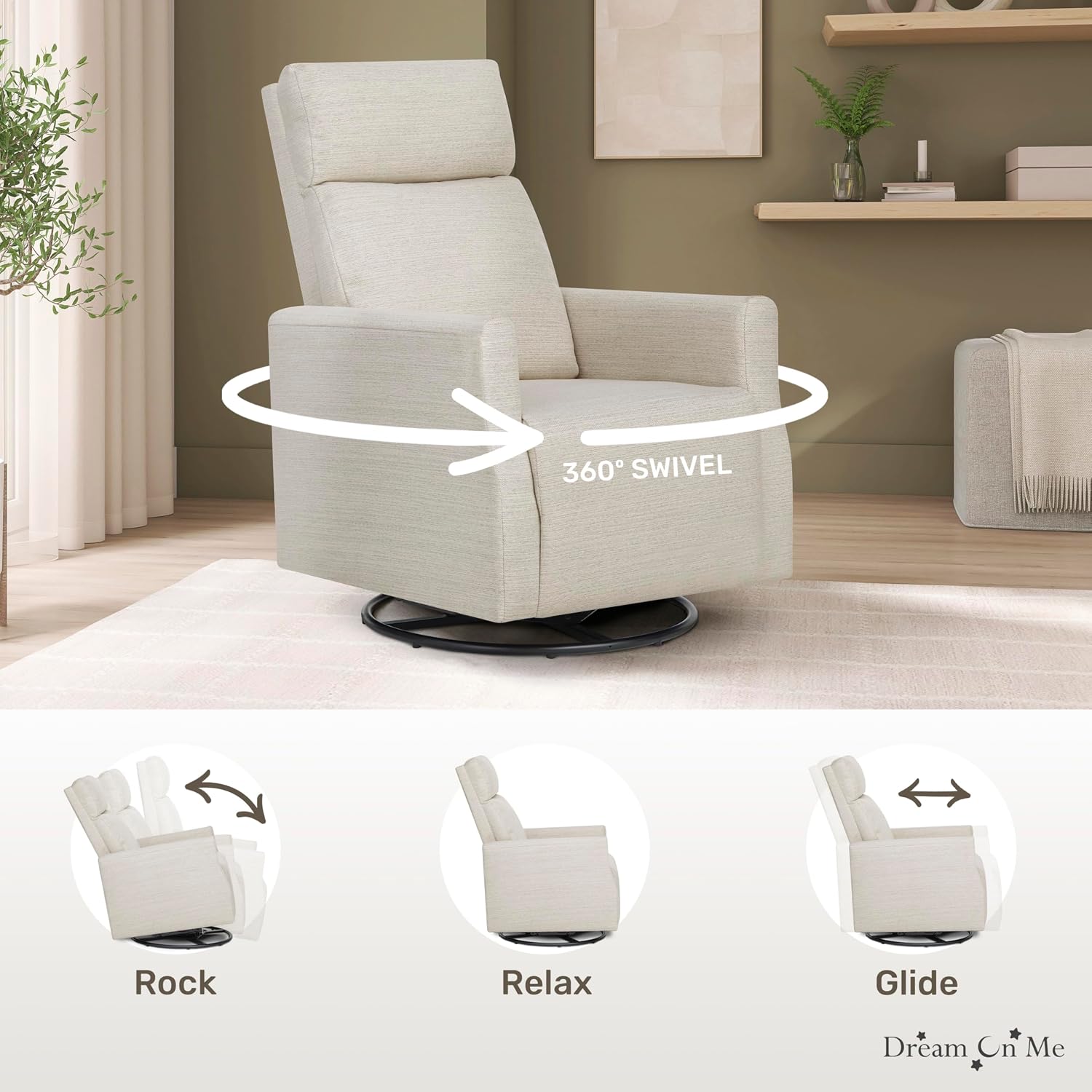 Dream On Me Oliver Swivel Glider with 360-Degree Swivel and Plush Corduroy Fabric, FSC Certified.