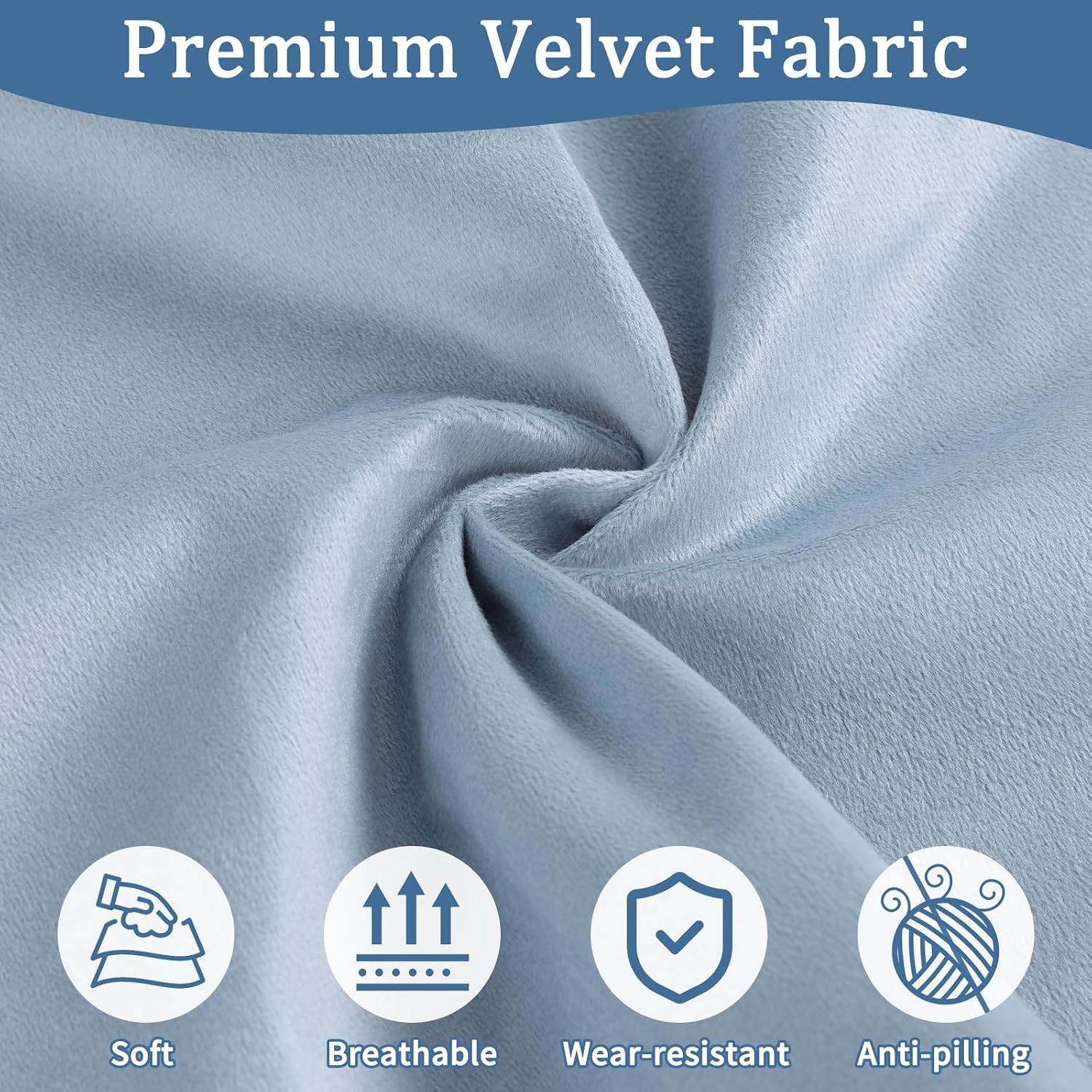 BECHAEO 5PCS Velvet Glider Rocker Replacement Cushions with Ottoman Cover Soft Thicken Rocking Chair Cushion Set for Indoor Nursery Glider Rocking Chair, Baby Blue
