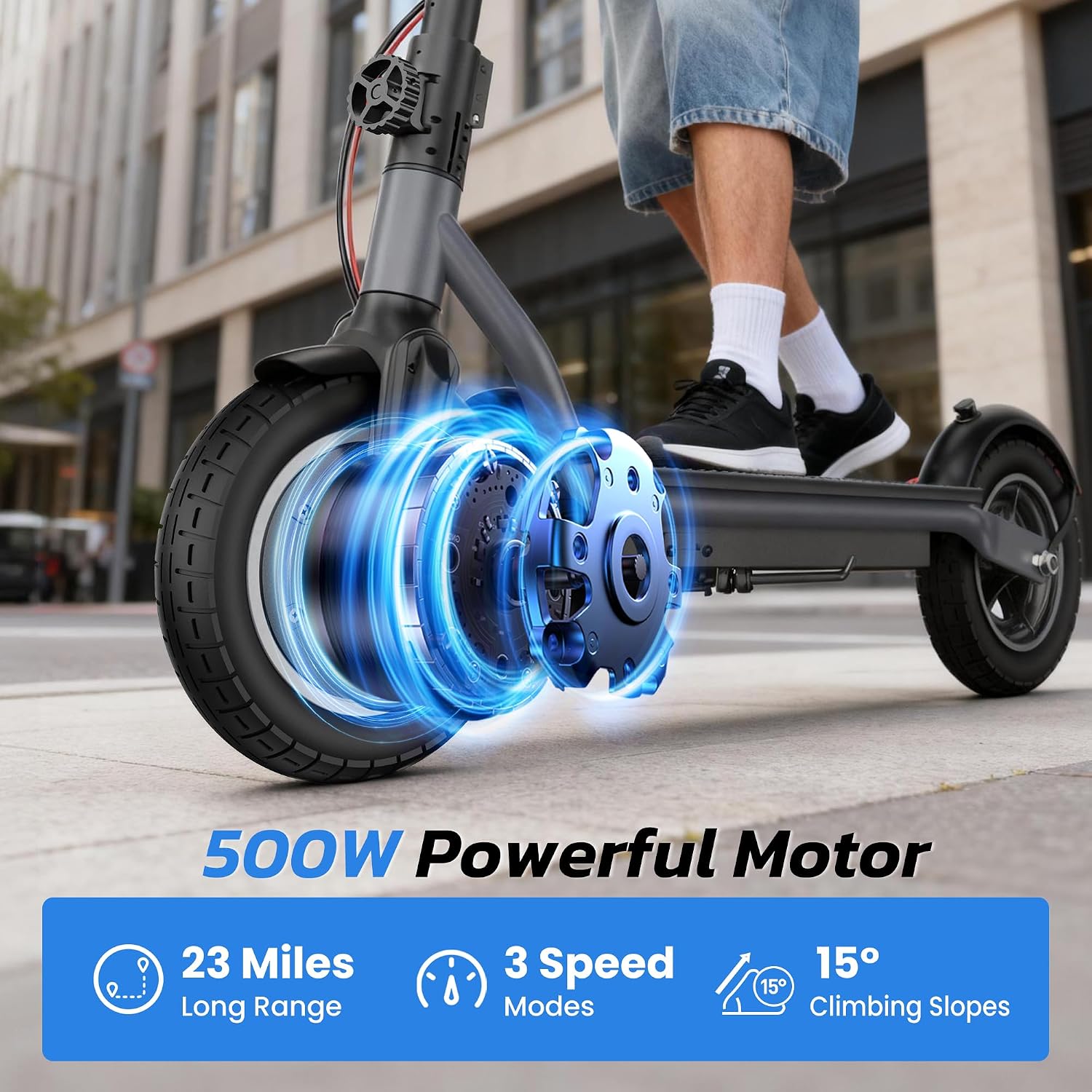 Electric Scooter, 500W/750W Powerful Motor, 22/25 MPH Top Speed & 23/28 Miles Range, 9.3'/10' Tires, Foldable Commuter Scooter for Adults and Teens with Dual Braking,Cruise Control,APP Control