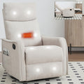Rocking Recliner Chair with Heat and Massage, 360° Swivel Glider Rocker with Reclining Backrest and Footrest, Modern Nursery Rocking Chairs for Adults for Bedroom, Living Room, Office (Beige)