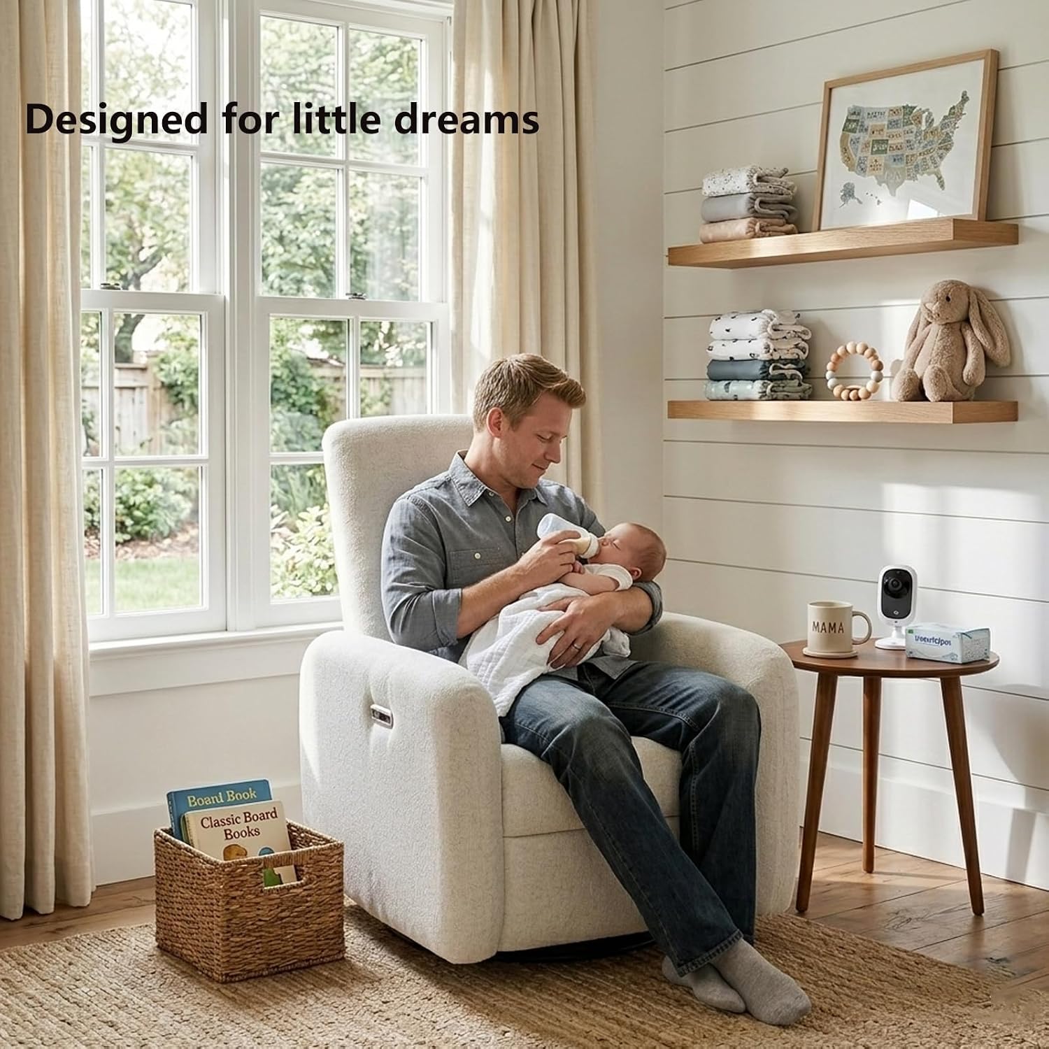 Nursery Rocking Chairs, 270° Oversized Power Swivel Glider Rocker Recliner w/USB & Type-C Charging Port, Rotating Rocking Reclining Nursing Chair for Breastfeeding, Living Room,Bedroom,White