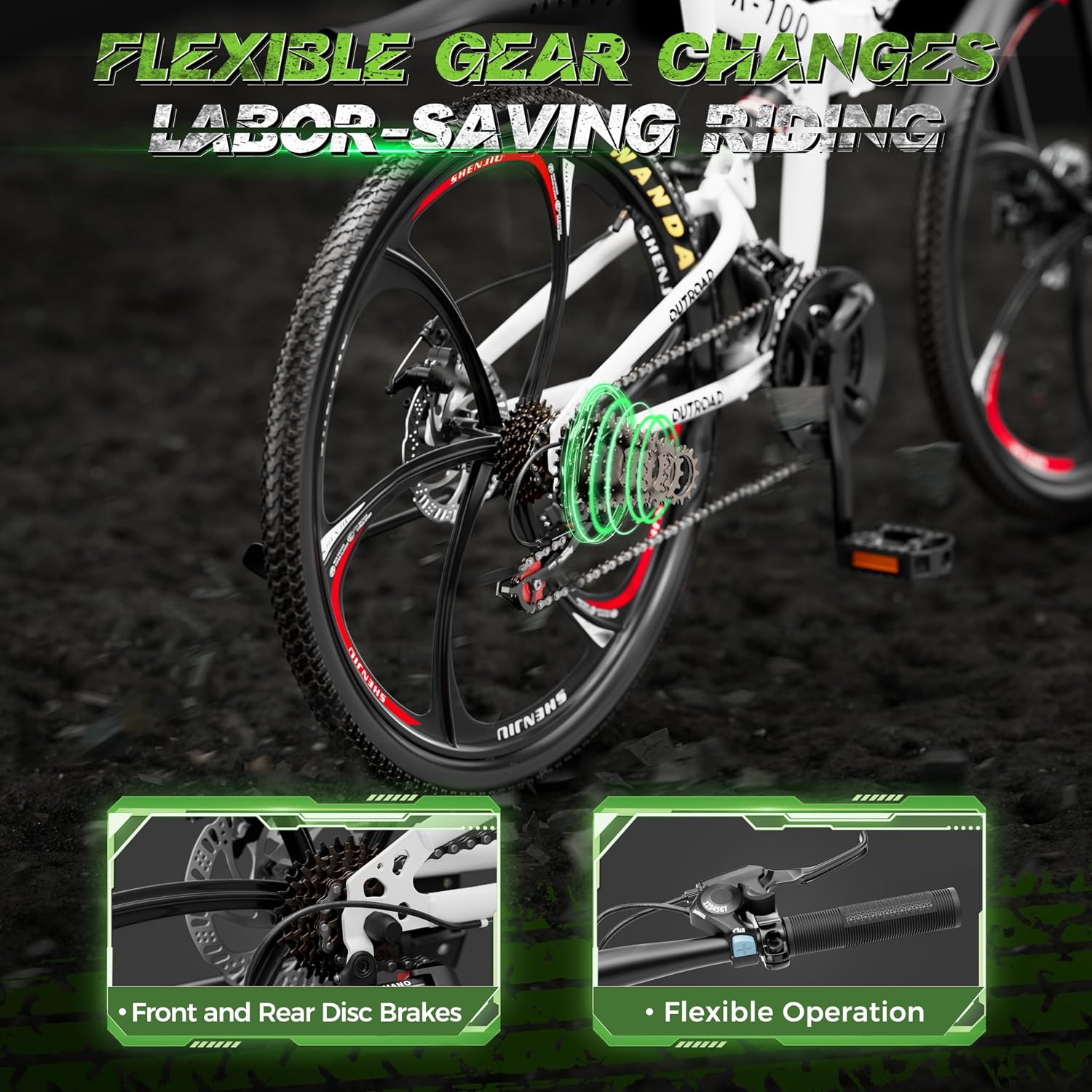 26 Inch Adult Folding Bikes/Mountain Bikes, 21 Speeds Mountain Bicycles with Full Suspension, Dual Disc Brake, High Carbon Steel Frame, Foldable Bike for Men/Women/Teen, Multiple Colors