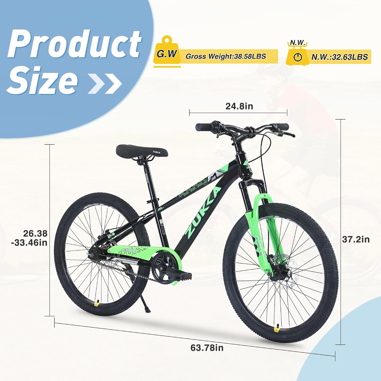 Kids Mountain Bike, 20 24 Inch Kids Bike for Boys Girls Age 7-12 Years, High Carbon Steel Bicycle, Suspension Fork, Dual Disc Brakes, Single Speed, Multiple Colors