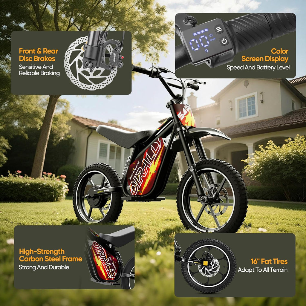 eAhora 36V 1000W Electric Dirt Bike for Kids 8+, 3-Speed Modes Kids Electric Bike, Up to 23MPH & 35 Miles Electric Off-Road Motocross for Kid, Hydraulic Brake & Dual Suspension, S4 Young Plus-Red