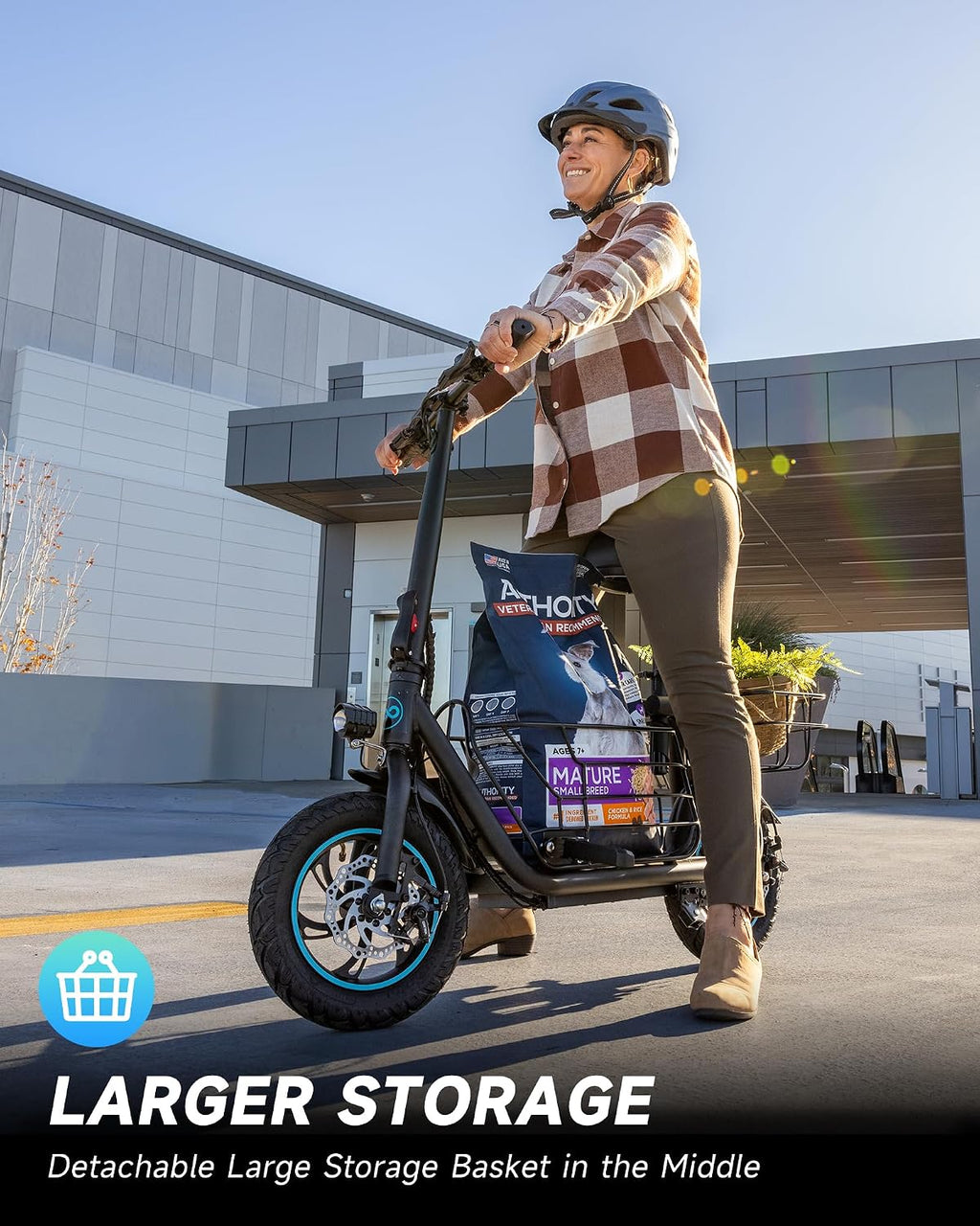 URBANMAX Electric Scooter with Seat for Adult,550W Motor,Up to 18.6 MPH,Max Range 20 Miles,Includes Ample Storage Basket for Pets Dogs Items