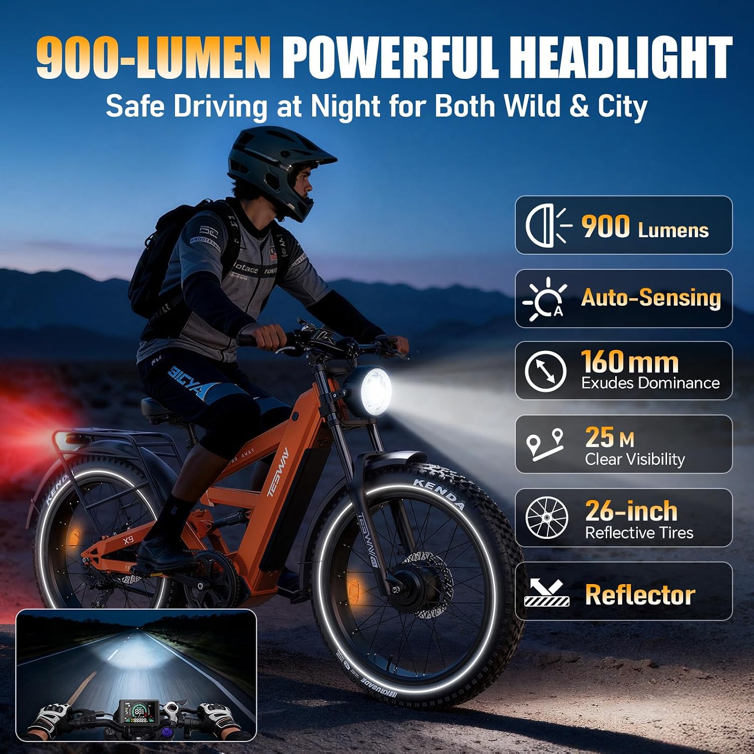 TESWAY X9 Ultra Dual Motor Ebike, 26' Fat Tire Full Suspension AWD Electric Bike for Adults, 4000W 43MPH 240NM, 60V 30Ah(Camo)/25Ah(Other) 120 Miles Long Rang