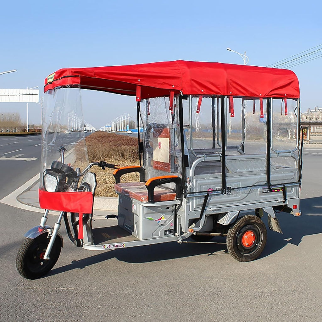 Ideal for Heavy Duty Electric Tricycle,Adult Tricycle Cover,Motorcycles or SANBENGZI Outdoor Riding, 3-Wheel Bike Riding from Rain,Dust,and Sun ( Color : Rojo , Size : W:85-90cm L:120cm/47in )