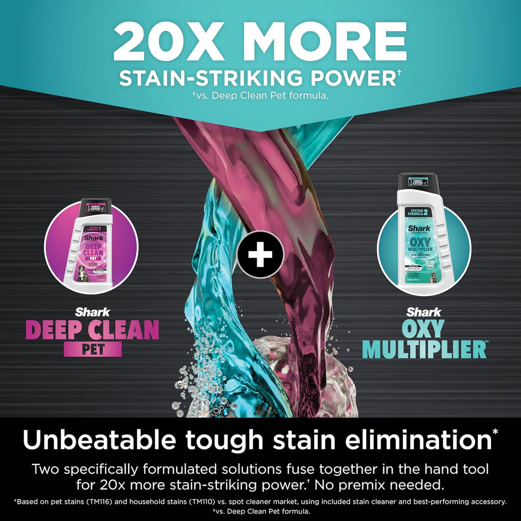 Shark StainStriker HairPro Portable Carpet, Upholstery & Area Rug Cleaner, Stain, Hair & Odor Remover, 3 Tools & dual activated Solution, Teal, PX253BRN