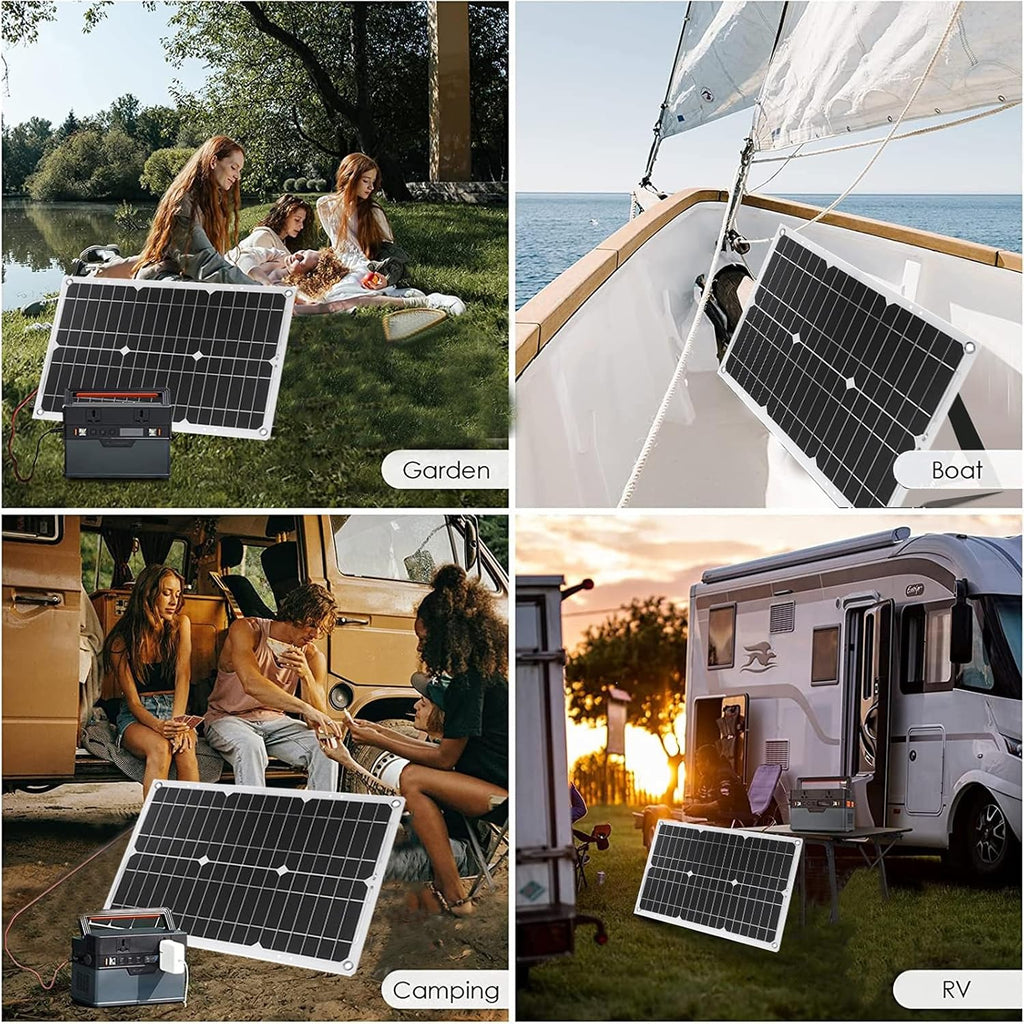 6000W 12V to 110V/220V Solar System Combination Inverter Solar Panel Kit Solar Generator Home Grid System 30A Controller + 18w18v Solar Panel(12V-220V)