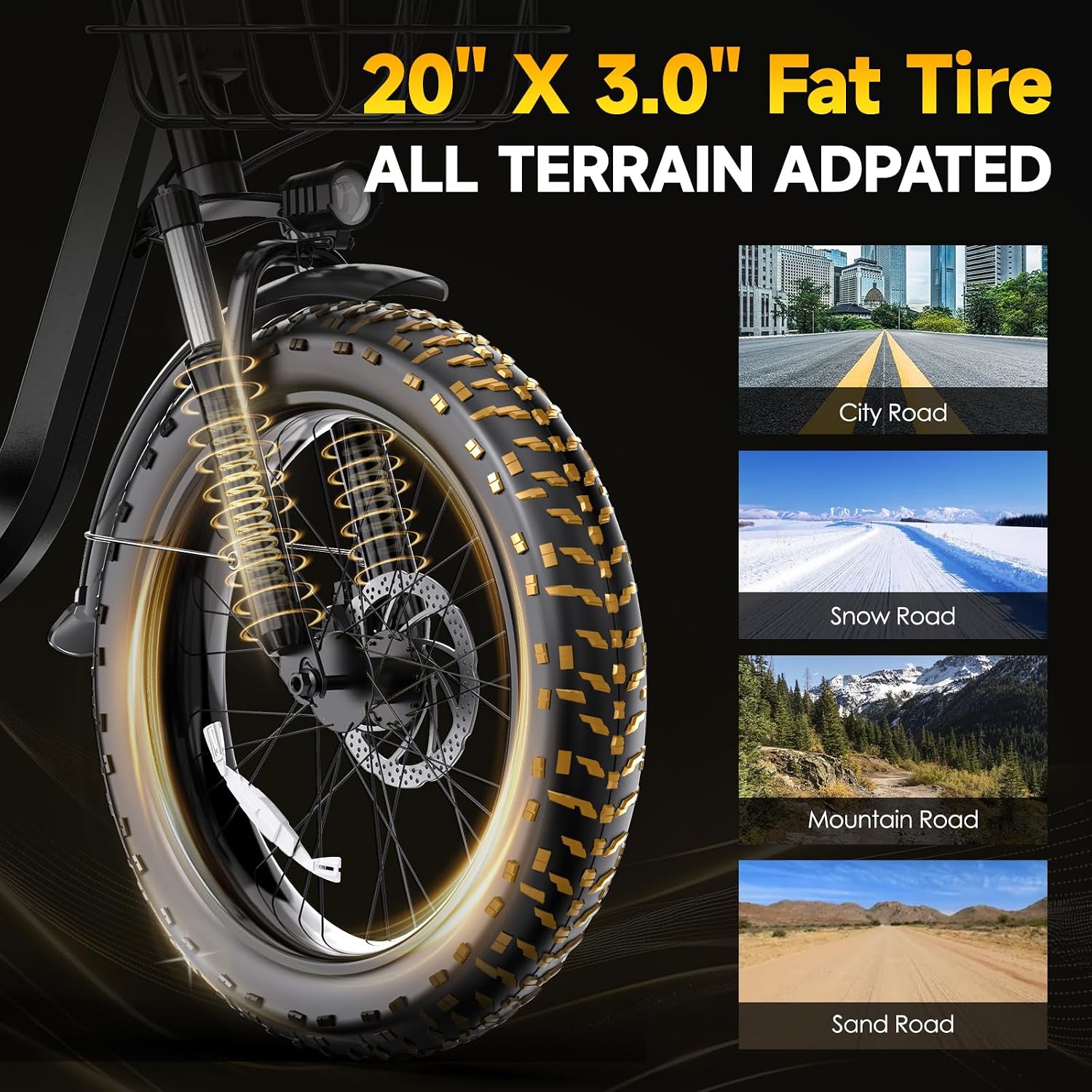 Electric Bike for Adults 20' Fat Tire 1300/1800W Peak Motor 52V 13/18.2AH Removable Battery 35/86 Miles PAS Range,20MPH,Folding EBike with Shimano 7 Speed and Adjustable Seat