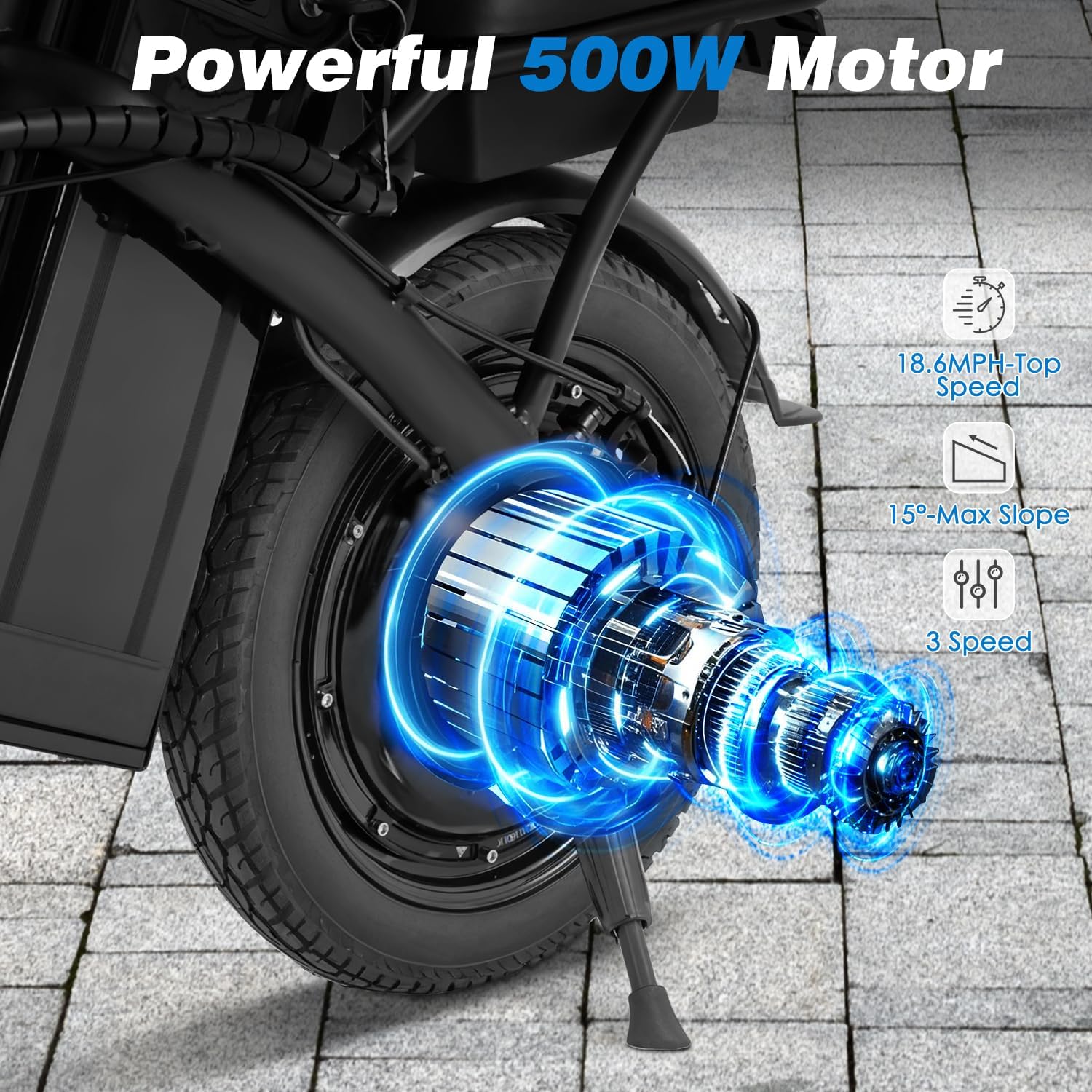 Mdeam Foldable Electric Bike,500W Motor Compact Adults Commute Ebike 20 MPH Max Speed,30+ Miles Folding Electric Bicycle with Passenger Seat,14' Mini E-Bike 2 Seater for Adults/Teens