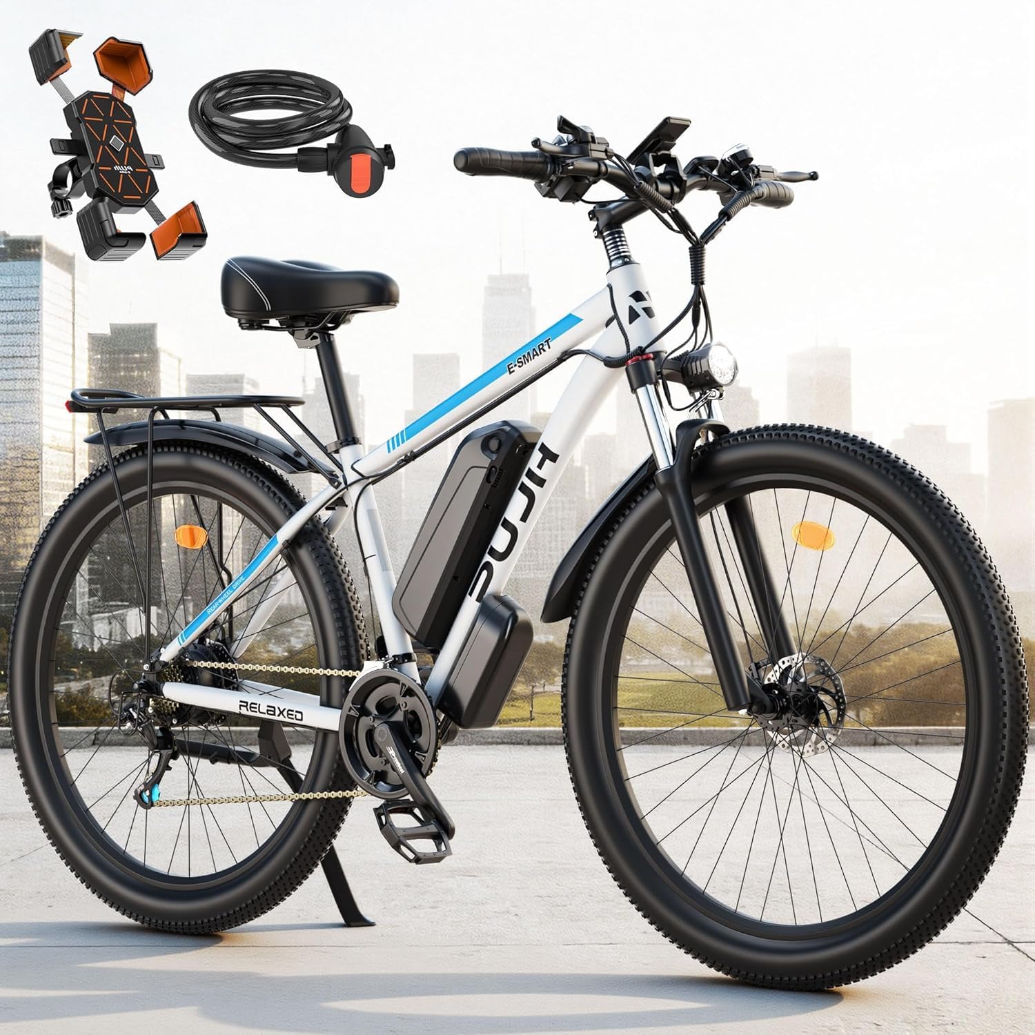 Electric Bike for Adults with Peak 2000W, Max 34 mph 30-80 Miles Commuting Electric Mountain Bike, 48V 17.5Ah Removable Battery 21-Speed Disc Brakes, 29' Tires and Front Suspension