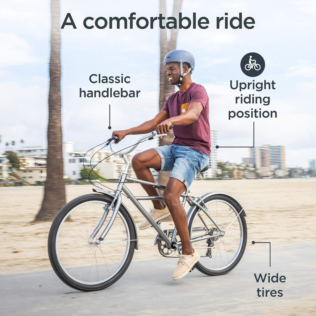 Schwinn Cruiser Bike, 26 Inch Bike for Women and Men, Beach Cruiser Bicycle, Linear Pull Brakes, Comfortable Padded Seat, Upright Riding Position, Adult Bicycle