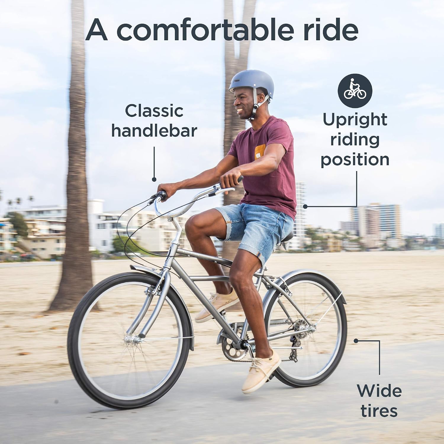 Schwinn Cruiser Bike, 26 Inch Bike for Women and Men, Beach Cruiser Bicycle, Linear Pull Brakes, Comfortable Padded Seat, Upright Riding Position, Adult Bicycle