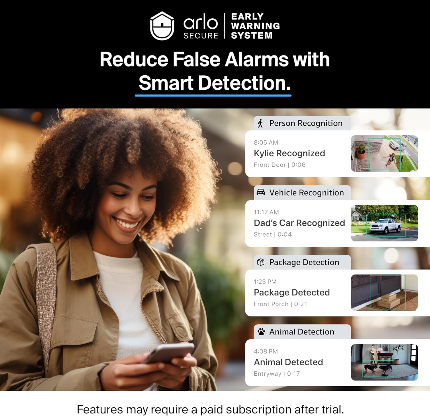 Arlo Go 2 1080p Cellular LTE Security Camera - Wireless Outdoor Camera, Removable Rechargeable Battery, Animal Detection, AI Event Captions, 2-Way Audio, SIM Card Sold Separately